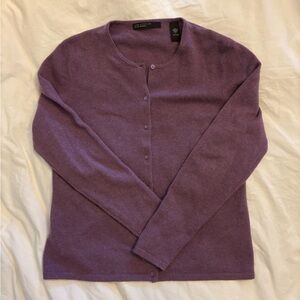 Lord & Taylor Purple Button-Front Cashmere Sweater Cardigan